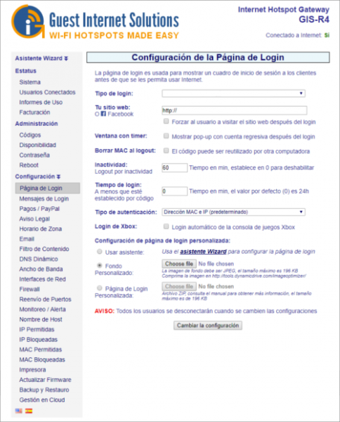 Tipo de Página de Login