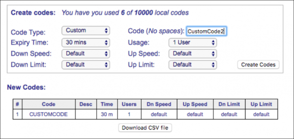 Custom Codes