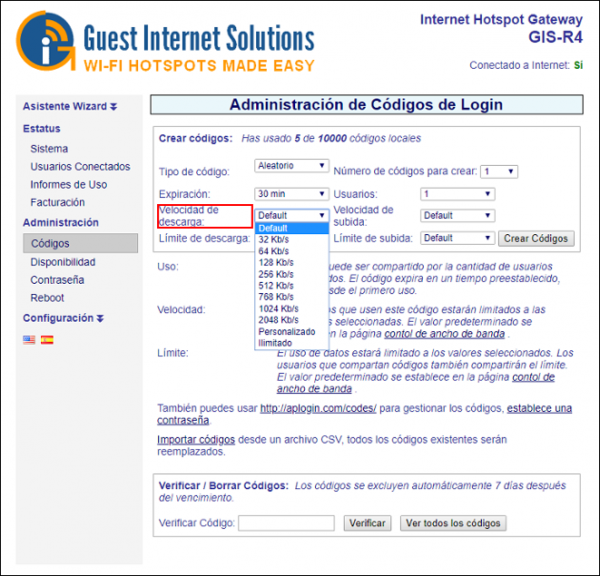 Límite de velocidad de descarga