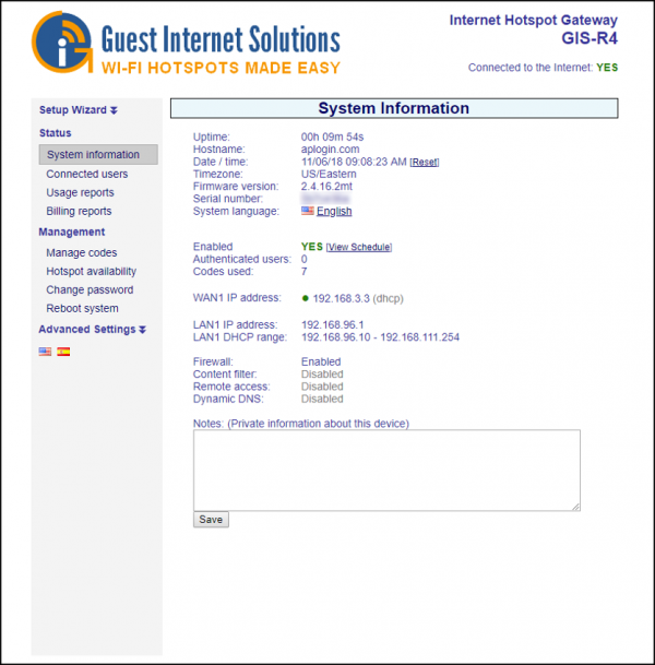 System Information interface