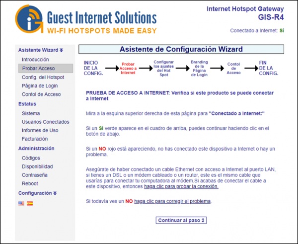 Prueba de conexión a internet GIS