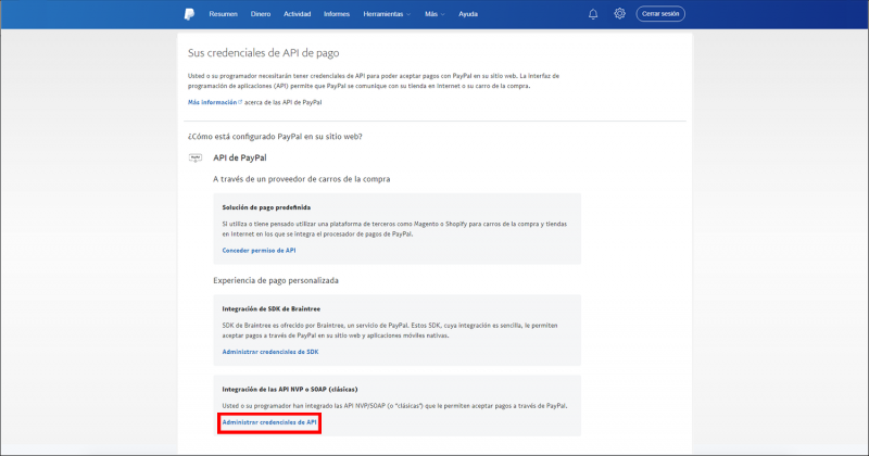 Manaage PayPal API