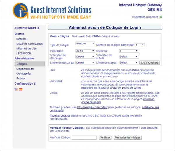 Importar archivo de códigos