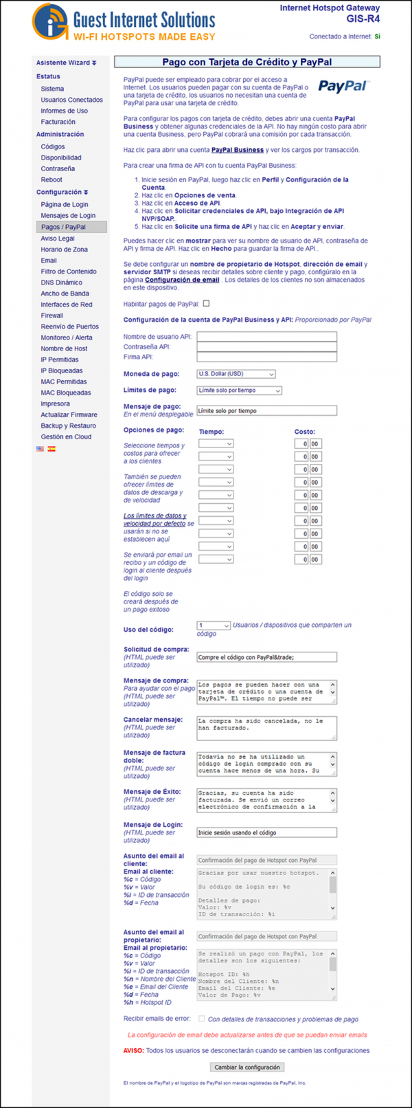 Configuración GIS PayPal